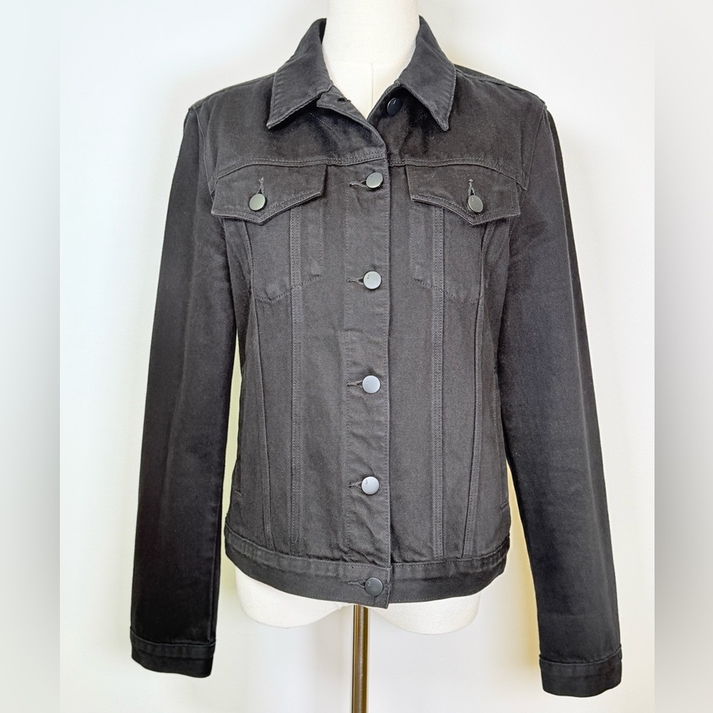 J Brand Black Denim Jacket Matte Black Hardware 100% Cotton Women’s Size Medium